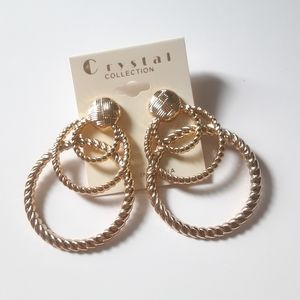 Crystal Collection Gold Dangle Earrings